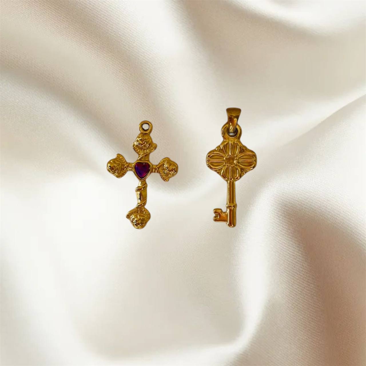 Cross and Key Charms